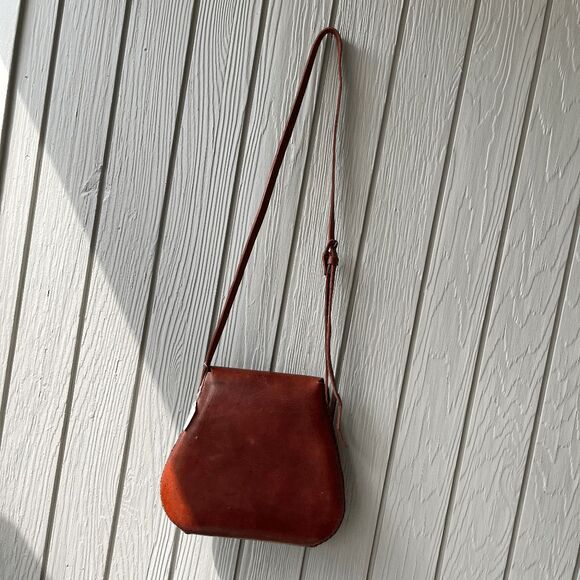VTG Handcrafted Leather Saddle Bag Boho Western Folk Artisan Crossbody 10” - Picture 12 of 12